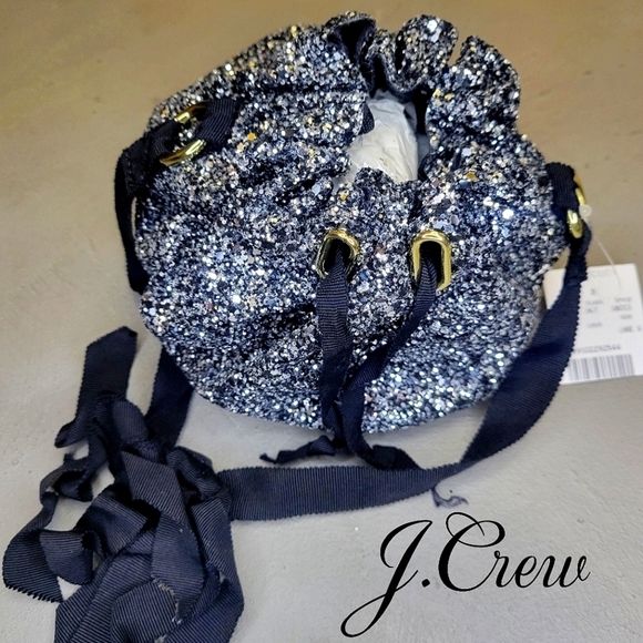 [BNIB] [NWT] Crewcuts Glitters Grosgrain Ribbon Drawstring Bucket Bag - Picture 1 of 9